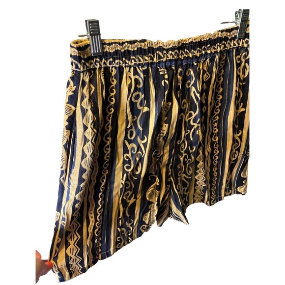 Vintage 80s 90s Hokus Pokus Black and Gold Baroque Pattern Loose Shorts SZ Large - Picture 3 of 5